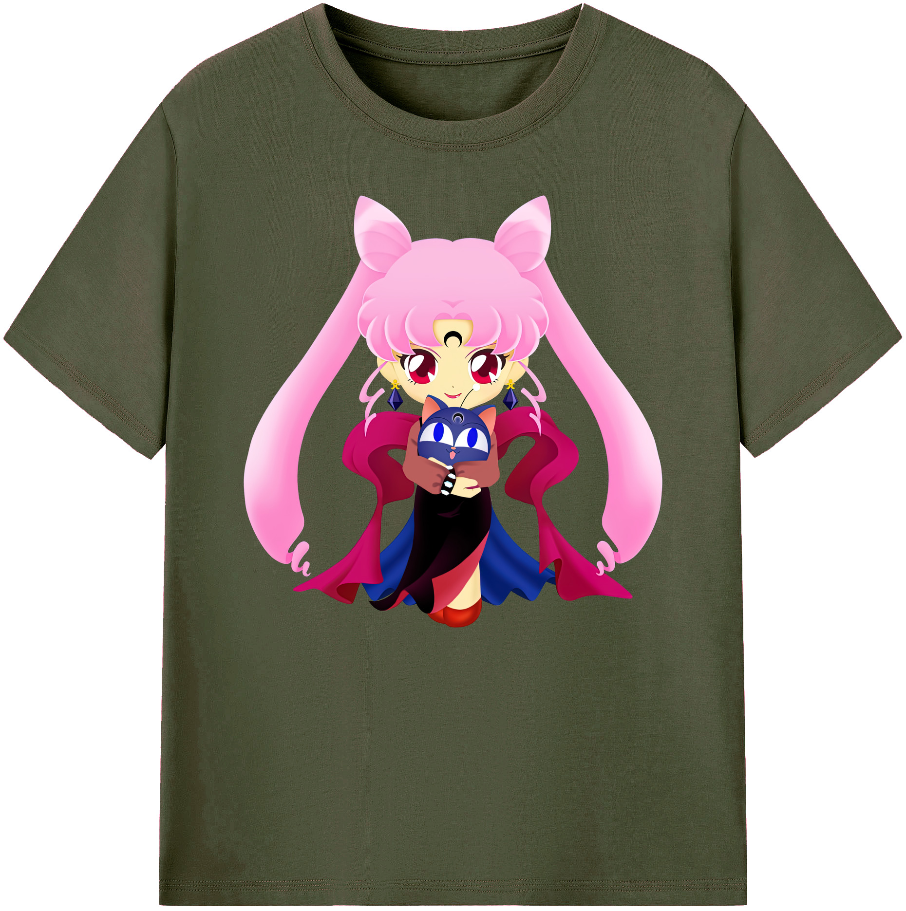（画像用） 美少女戦士セーラームーン ちびうさ Sailor Moon Chibiusa Tsukino Usagi Small Lady Serenity 綿100％ メンズ半袖Tシャツ｜肌触りやわらか＆通気性